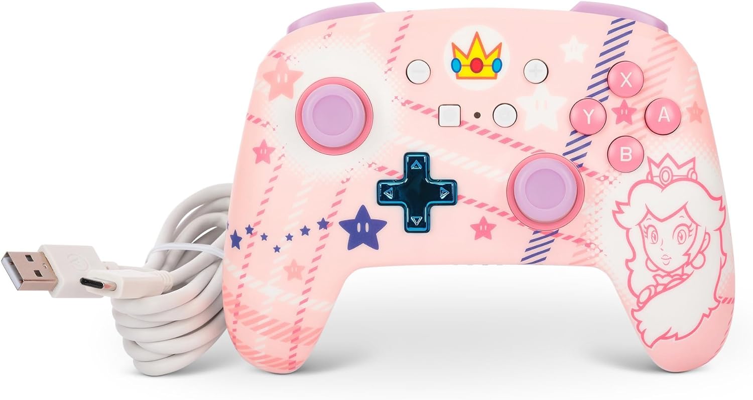 Manette de jeu filaire Nintendo Switch - Power A - Plaid Princesse Peach