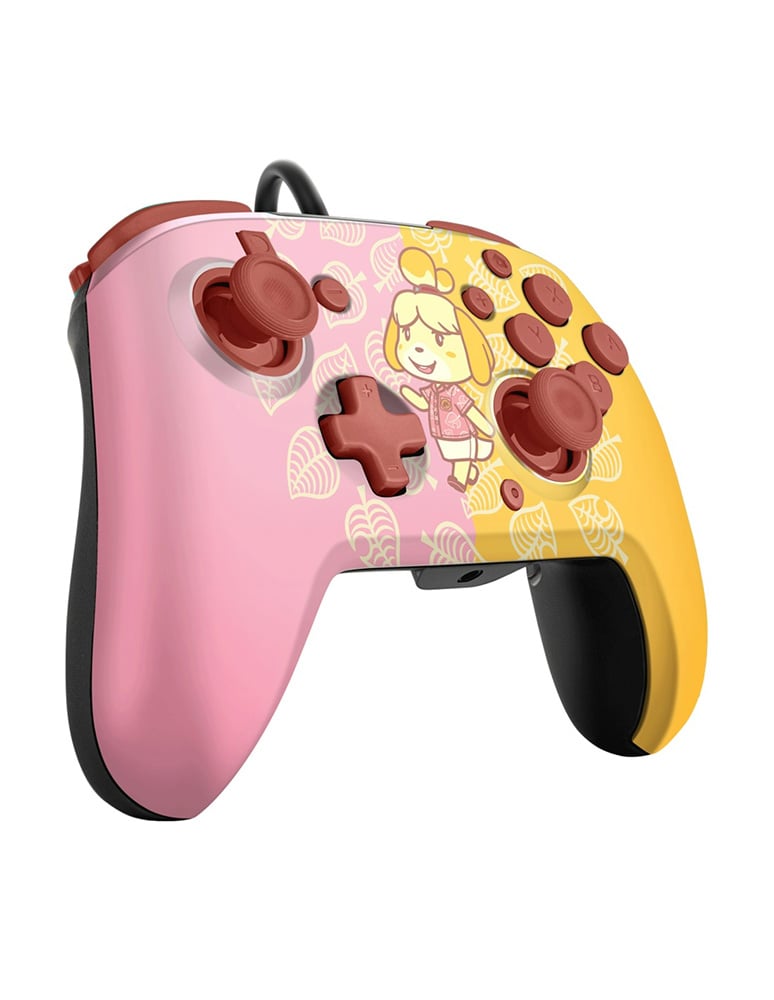 Manette Gaming filaire pour Nintendo Switch - Faceoff Deluxe - Animal Crossing - rose et jaune - Pdp