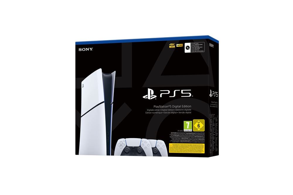 Console Sony PS5 Slim - Édition Digitale + 2ème manette DualSense - Blanc
