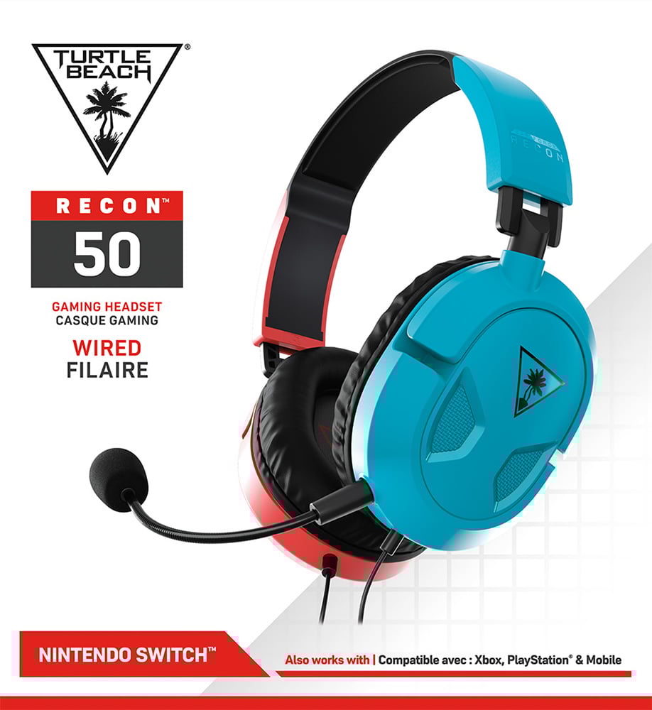Casque Gaming Turtle Beach - Recon 50 pour Nintendo Switch - Rouge et bleu
