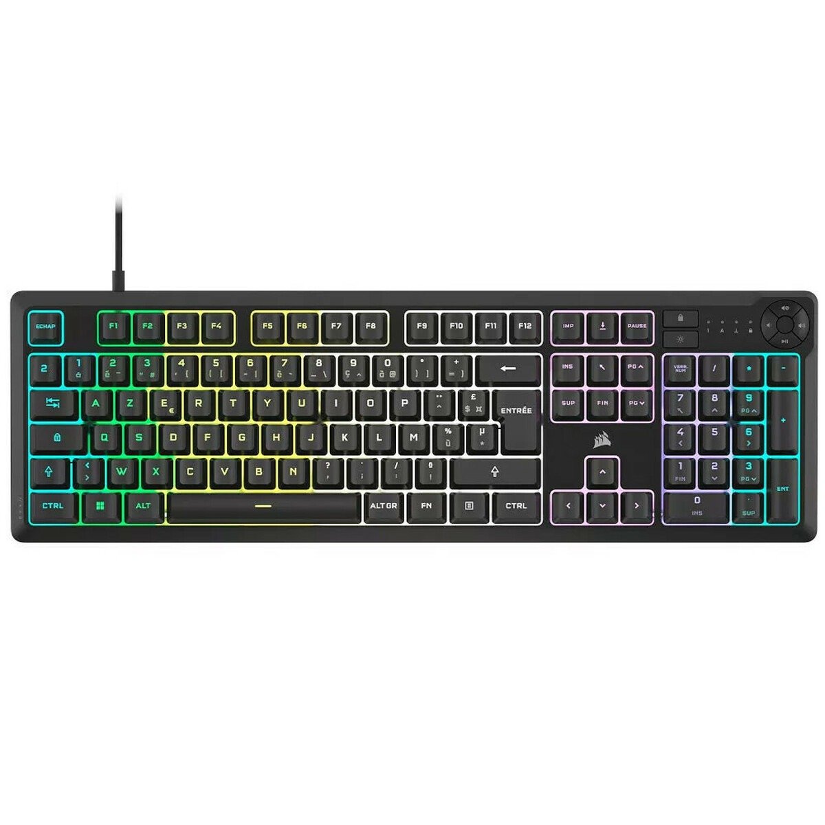 CORSAIR K55 CORE RGB - Clavier - 100 % (taille réelle) - rétroéclairé - USB - QWERTY - US - noir