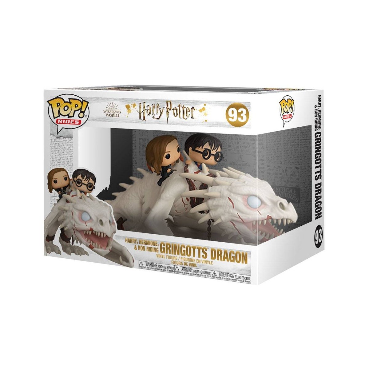Figurine - Funko Pop! Rides n°93 - Harry Potter - Harry Potter, Hermione et Ron sur le dos du dragon de Gringotts