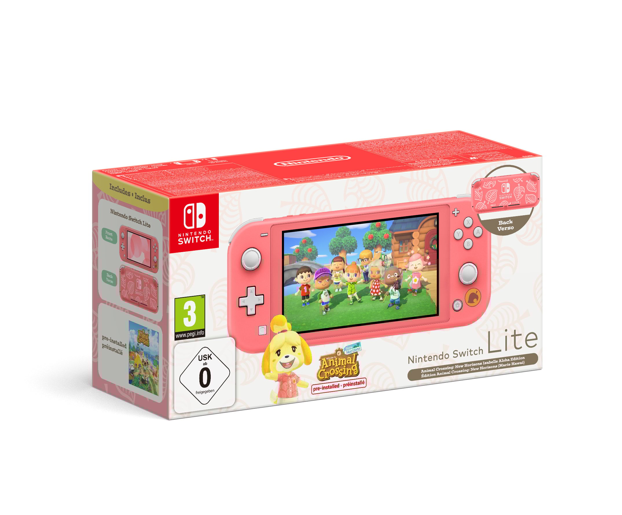 Console Nintendo Switch Lite Edition Animal Crossing - Corail