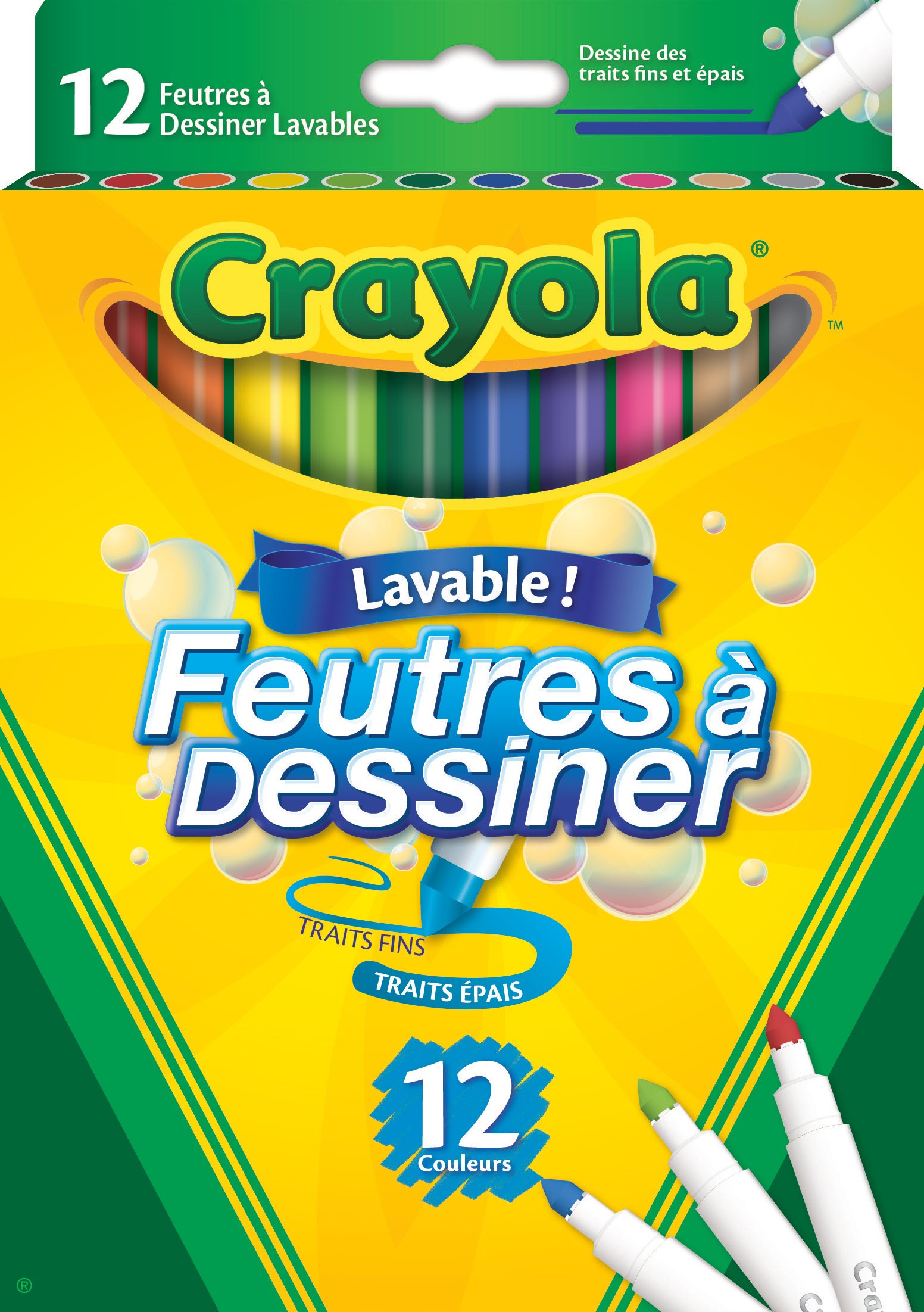 Crayola - 12 feutres à dessiner SUPER TIPS