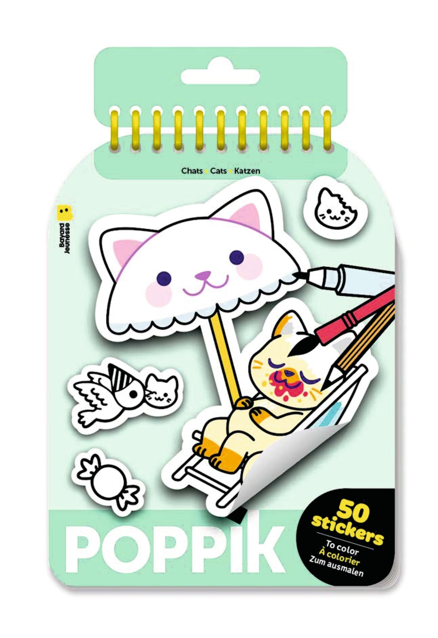 Lot de 50 stickers repositionnables à colorier Chats - Bayard