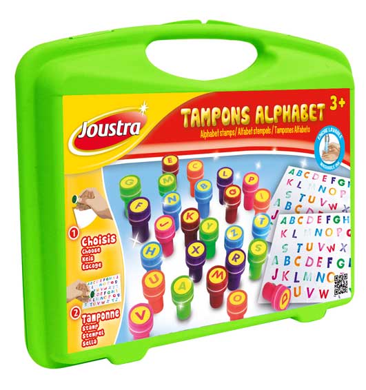 Petite mallette de tampons alphabet Joustra - 26 pièces