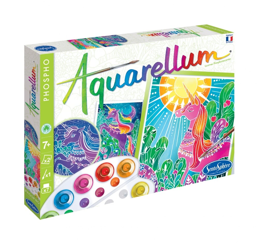 Coffret Aquarellum phosphorescent - Licornes