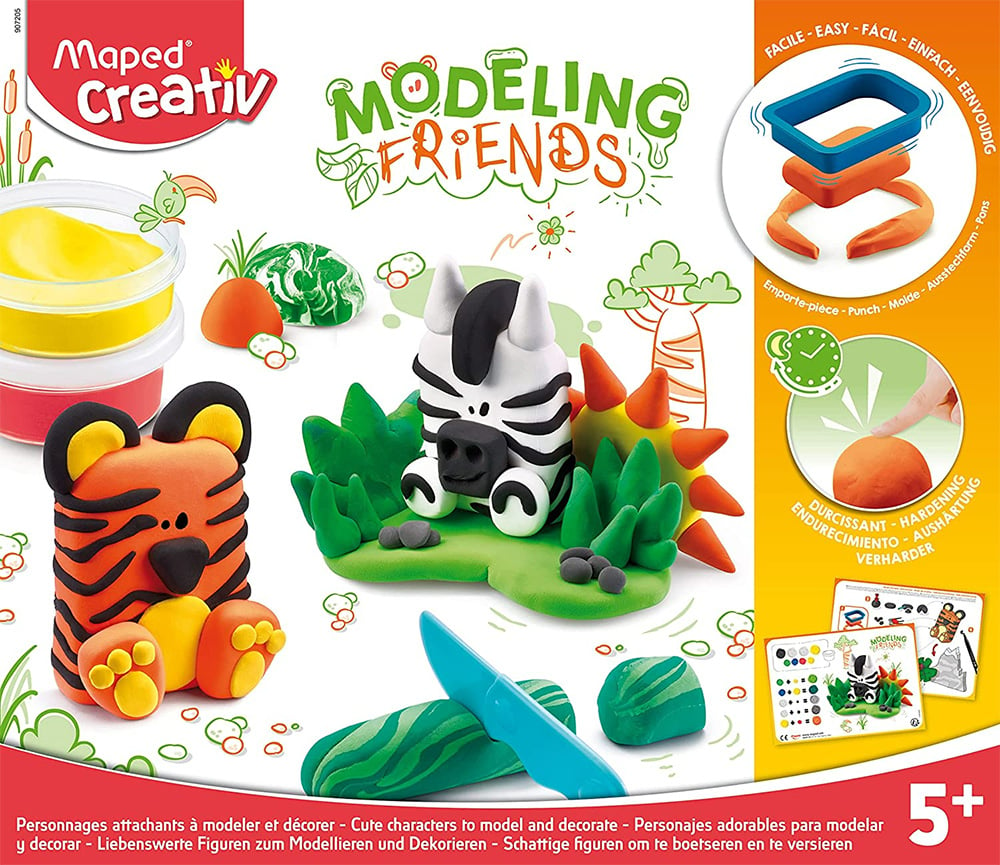 Kit pâte à modeler Maped Creativ - Modeling friends tigre & zèbre