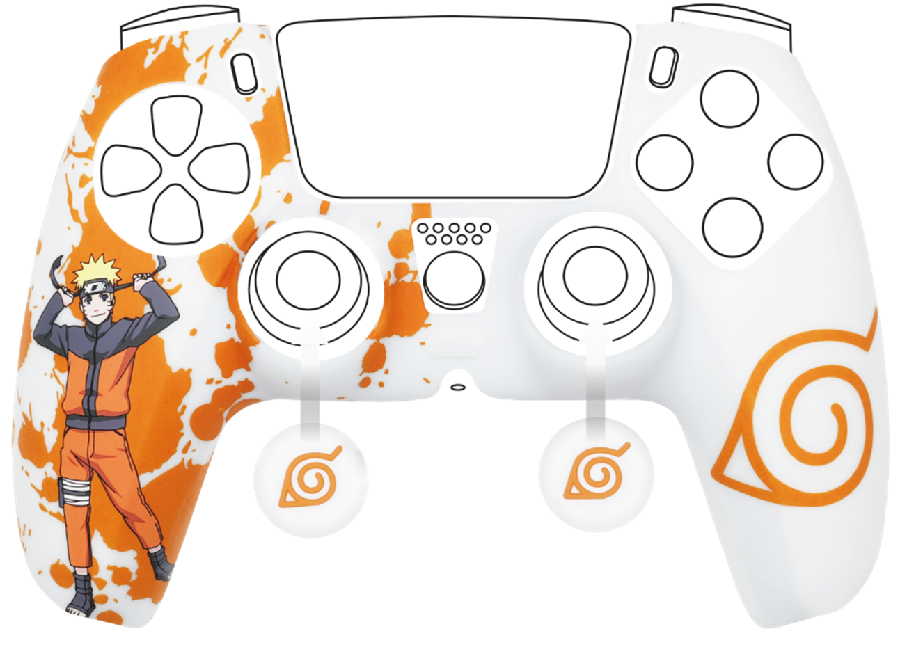 Kit de protection Konix pour manette DualSense PS5 - Naruto - Silicone - Blanc