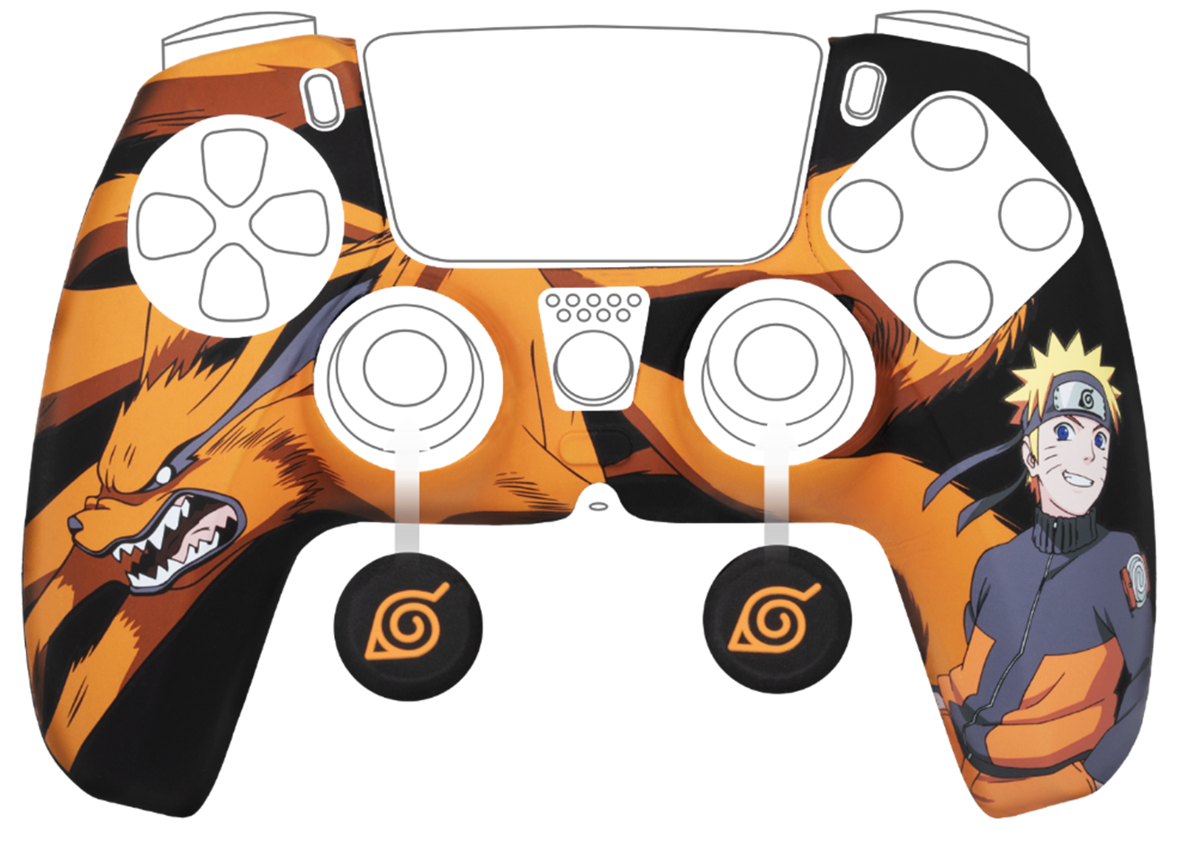 Kit de protection Konix pour manette DualSense PS5 - Naruto - Silicone - Noir