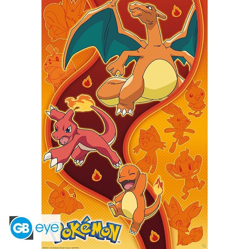 Poster GB Eye - Pokémon - Type feu - 91,5 x 61 cm 