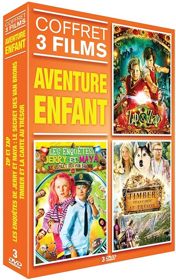 Coffret aventure enfant 3 films : Zip et Zap - les enquêtes de Jerry et Maya - Timber et la carte au trésor