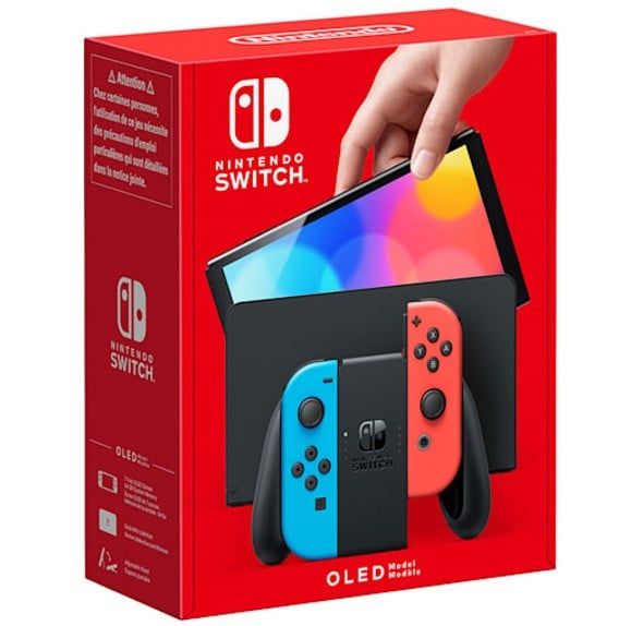 Nintendo Switch (modèle OLED) avec manettes Joy-Con bleu néon / rouge néon