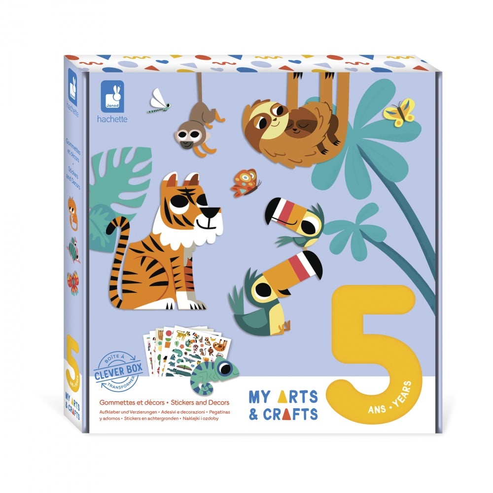 My Arts & Crafts - 5 Ans Gommettes et Décors - 5 Tableaux - Kit Loisir Créatif Enfant - Apprentissage Motricité Fine et Concentration