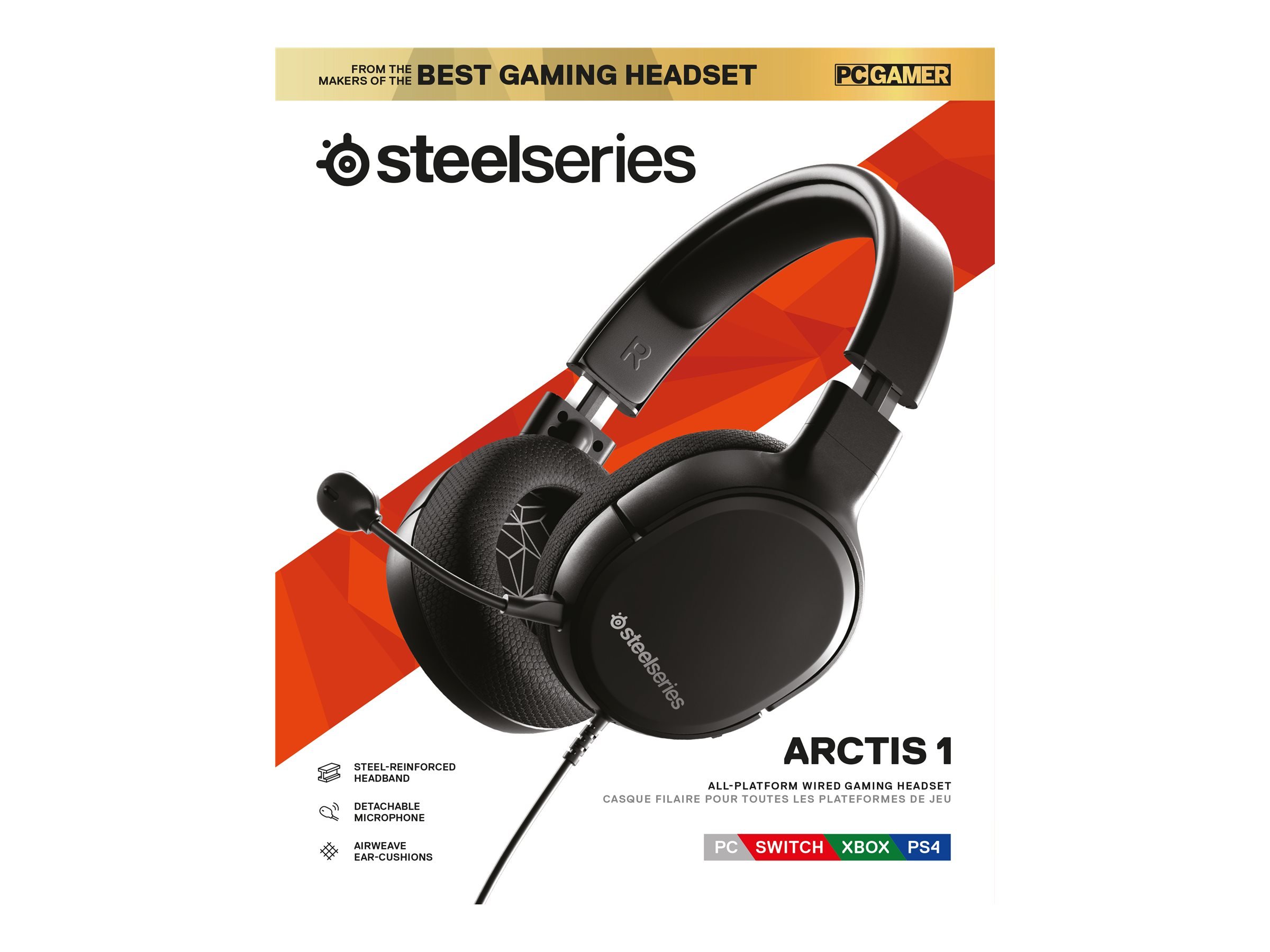 SteelSeries Arctis 1 Wireless – Casque de gaming sans fil – Connectivité sans fil USB C – Micro ClearCast amovible – pour PC PS4