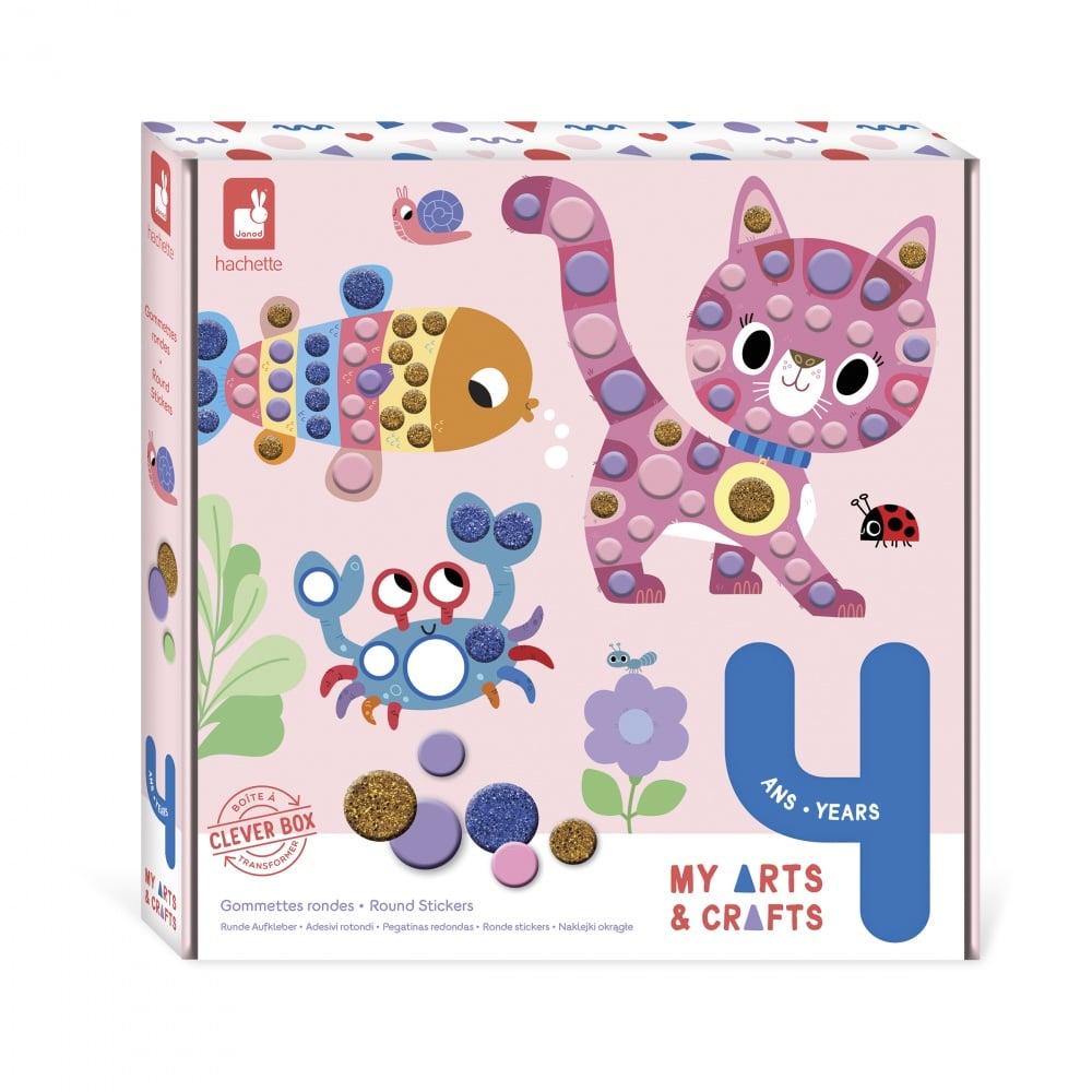 My Arts & Crafts - 4 Ans Gommettes Rondes - 4 Tableaux - Kit Loisir Créatif Enfant - Apprentissage Motricité Fine et Concentration