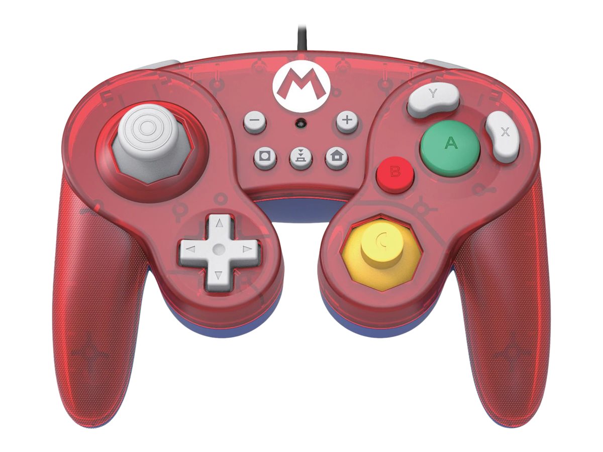Hori Battle Pad Manette Filaire Type GameCube Super Smash Bros Pour Nintendo Switch - Design Mario - Licence Officielle Nintendo