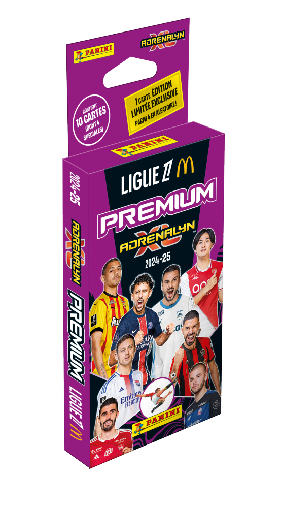 Lot de 10 cartes contenant 1 pochette premium - TCG ADRENALYN Ligue 1 McDonald’s 2024-2025 - Panini France