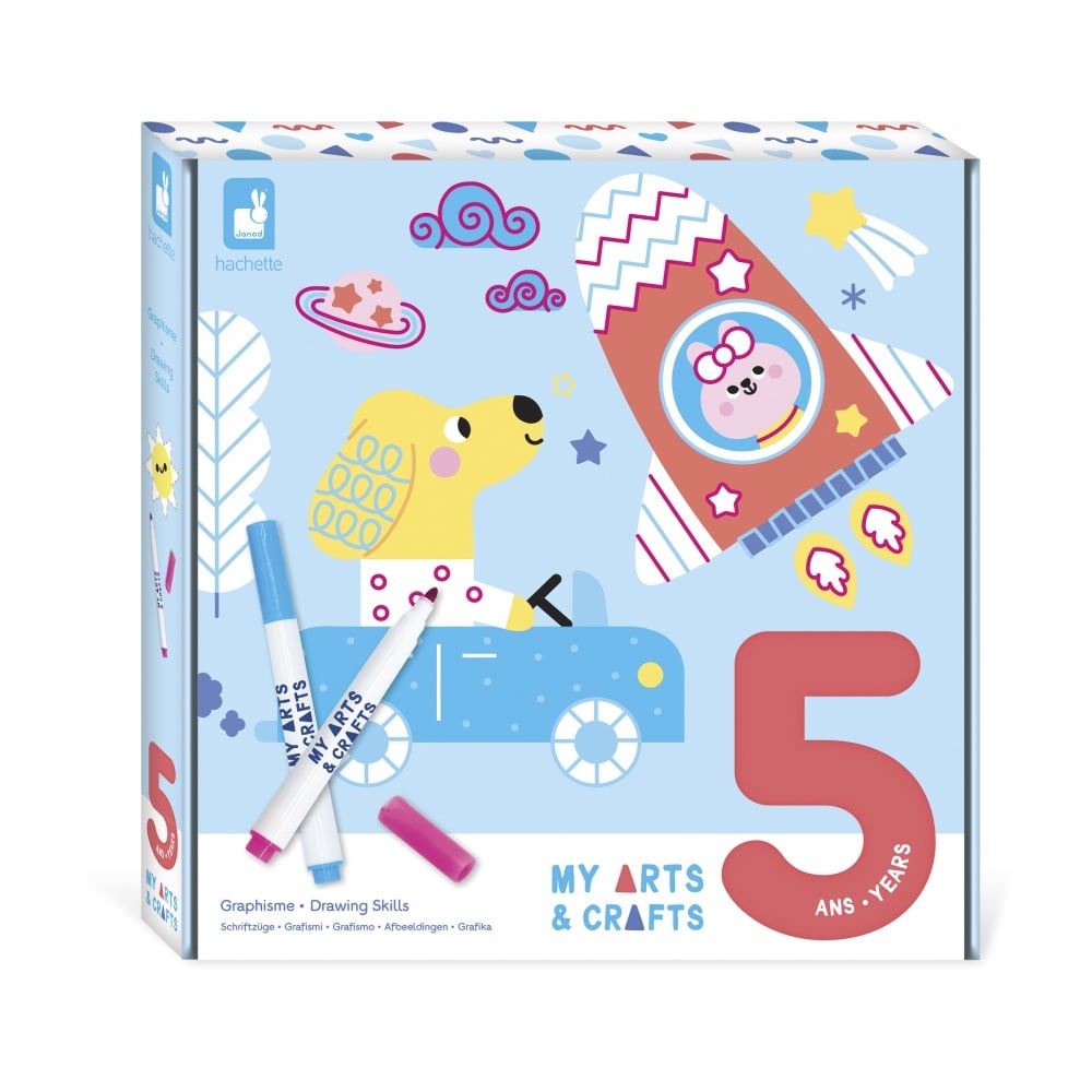 My Arts & Crafts - 5 Ans Graphisme -  8 Tableaux - Kit Loisir Créatif Enfant - Apprentissage Motricité Fine et Concentration