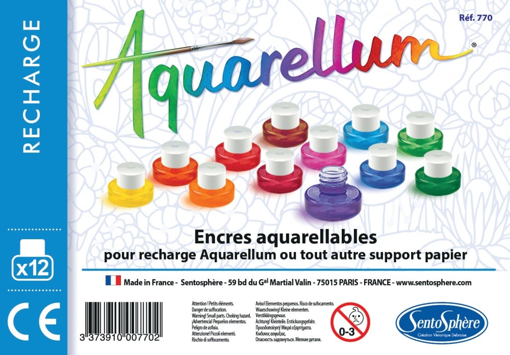 Valisette de 12 encres pour Aquarellum