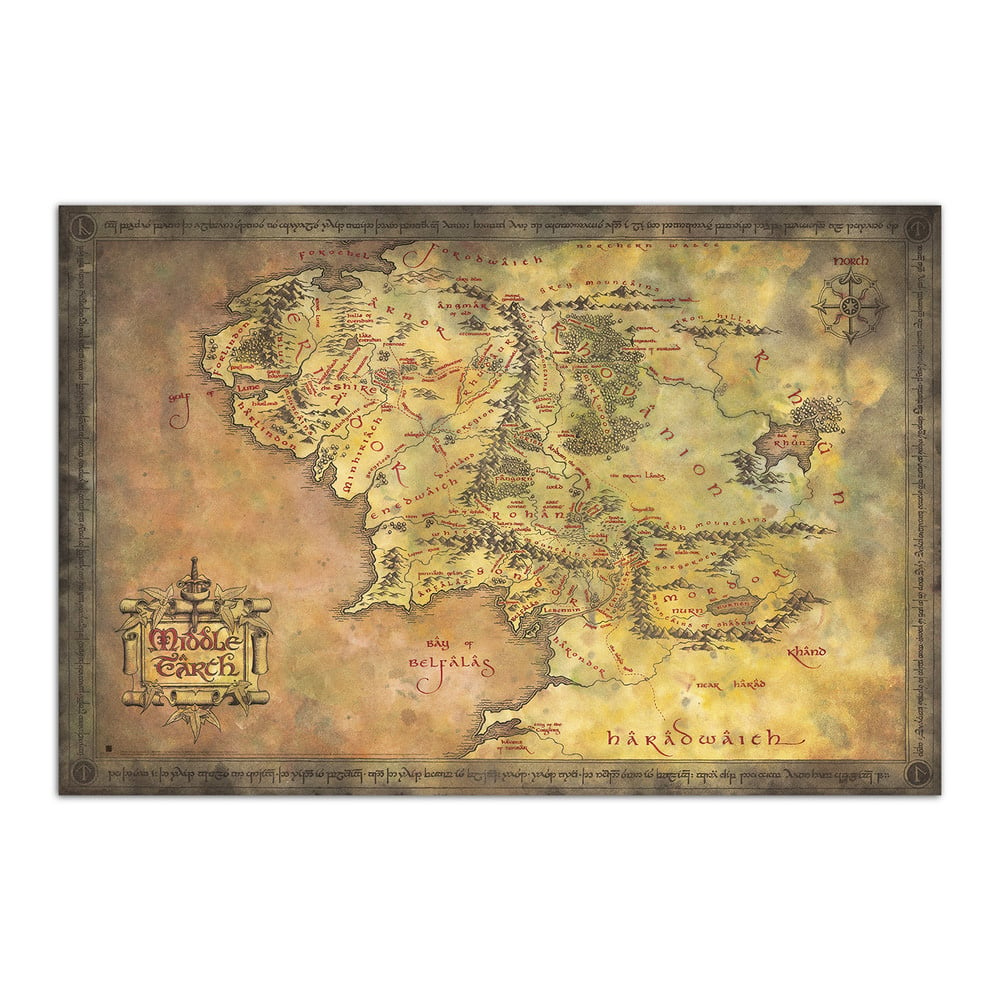 Poster - Le Seigneur des anneaux - Map de la Terre du Milieu