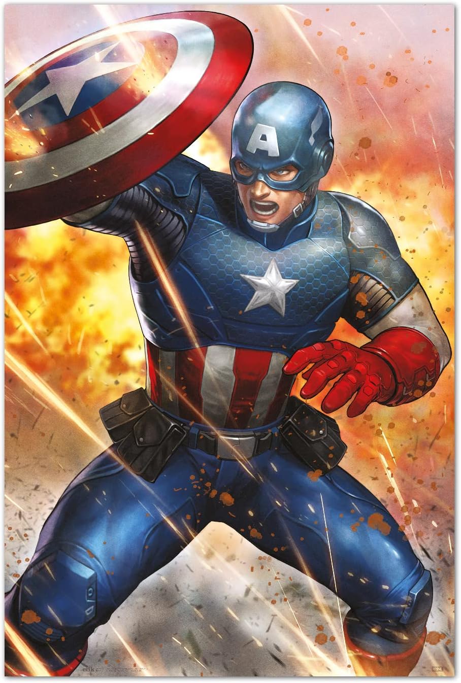 Poster Marvel Capitan America Under Fire