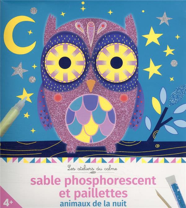 Coffret  sable phosphorescent et paillettes Les ateliers du calme - Animaux de la nuit