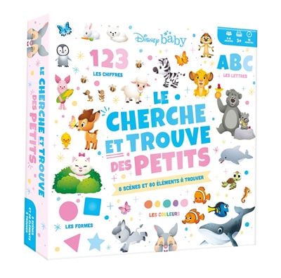 DISNEY BABY - Coffret Le Cherche et Trouve des petits (couleurs, formes, chiffres, lettres)