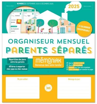 Calendrier Mural 2025 AEYAKA - 30x43 Cm - Vue Mensuelle 16 Mois - Vacances Françaises - Spirale Dorée