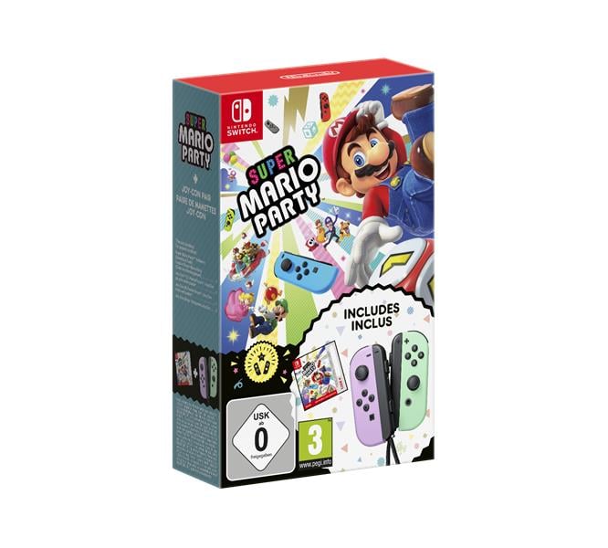 Pack Super Mario Party + paire de manettes Joy-Con gauche violet pastel & droite vert pastel