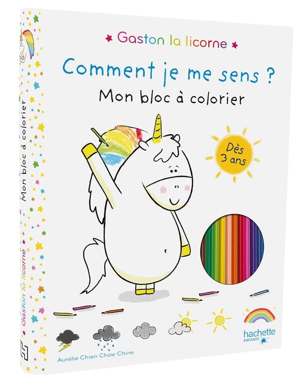 Gaston la licorne - les émotions de gaston - omment je me sens ? mon bloc à colorier