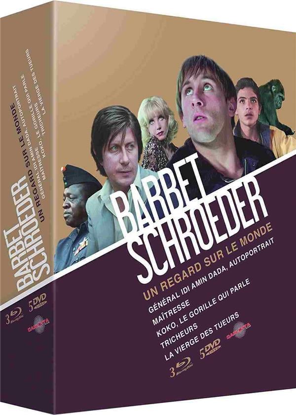 Coffret Barbet Schroeder : Un regard sur le monde (3 Blu-ray + 5 DVD : Général Idi Amin Dada, autoportrait + Maîtresse + Koko, le gorille qui parle + Tricheurs + La vierge des tueurs)