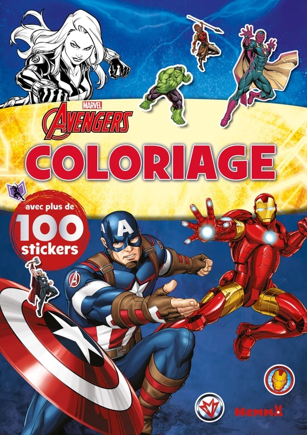 Marvel Avengers - Coloriage avec plus de 100 stickers (Iron Man, Black Widow, Captain America)