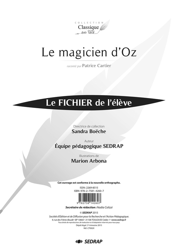 Le magicien d'Oz - fichier de l'élève