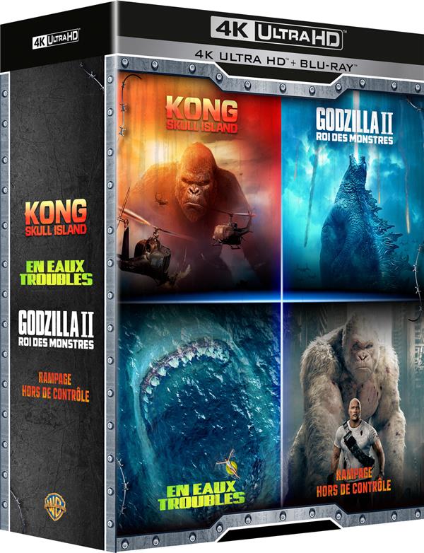 Coffret :  Godzilla : Roi des monstres +  Kong : Skull Island + Rampage - Hors de contrôle + En eaux troubles