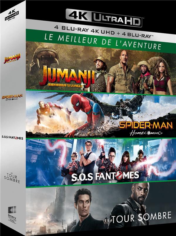 Le Meilleur de l'aventure - Coffret : Jumanji : Bienvenue dans la jungle + Spider-Man : Homecoming + SOS Fantômes + La Tour Sombre