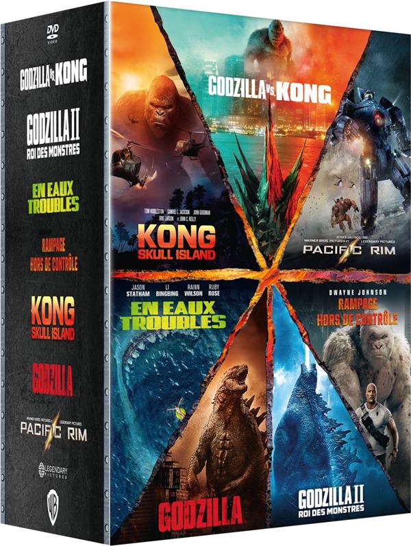 Godzilla + Godzilla : Roi des monstres + Kong : Skull Island + Godzilla vs Kong + Rampage - Hors de contrôle + En eaux troubles + Pacific Rim