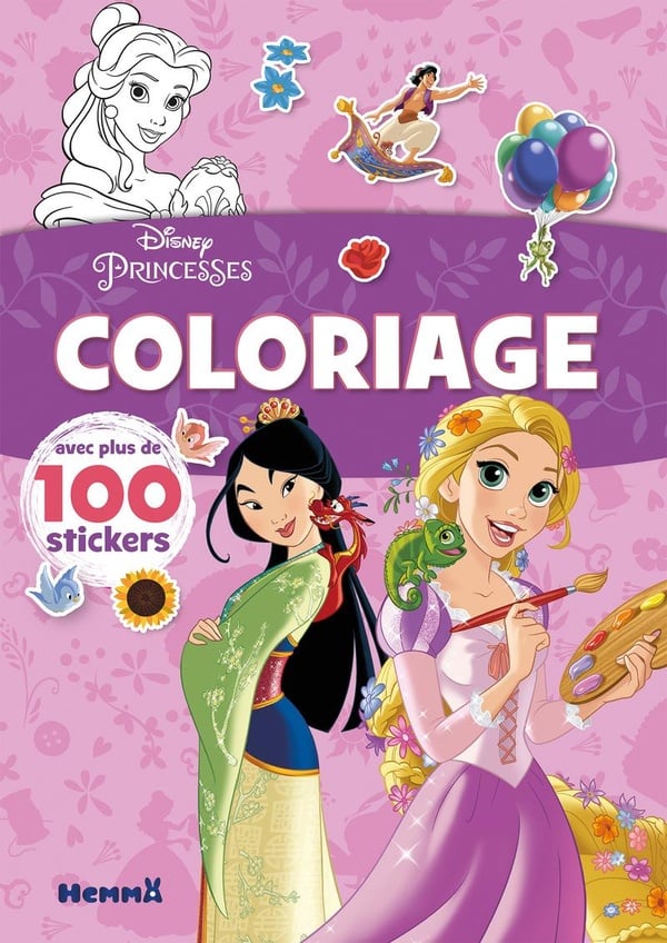 Coloriage avec stickers : Disney Princesses - Coloriage avec plus de 100 stickers (Raiponce et Mulan)