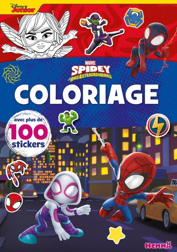 Coloriage avec stickers : Marvel Spidey et ses amis extraordinaires - Coloriage avec plus de 100 stickers (Spidey et Ghost Spider)