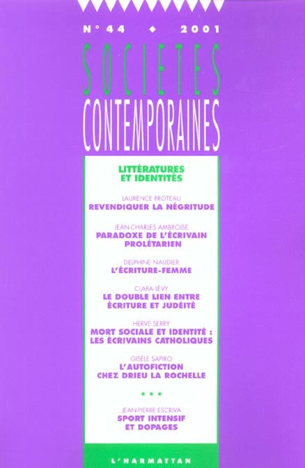 Societes Contemporai Litteratures Et Identites 5
