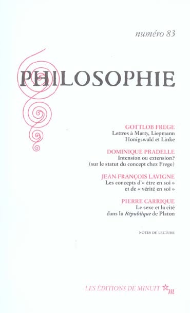 Gottlob Frege Philosophie N° 83, Septembre 200