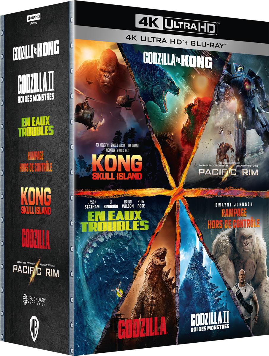 Godzilla + Godzilla : Roi des monstres + Kong : Skull Island + Godzilla vs Kong + Rampage - Hors de contrôle + En eaux troubles + Pacific Rim - 4K Ultra HD + Blu-ray