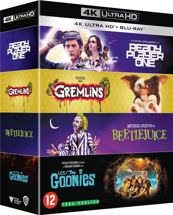 Années 1980 - 4 films collection : Les Goonies + Gremlins + Beetlejuice + Ready Player One