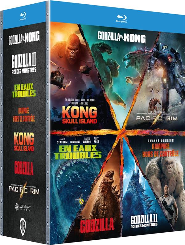 Godzilla + Godzilla : Roi des monstres + Kong : Skull Island + Godzilla vs Kong + Rampage - Hors de contrôle + En eaux troubles + Pacific Rim