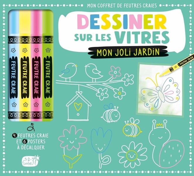 Mon coffret de feutres craie : dessiner sur les vitres : mon joli jardin