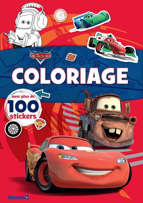 Coloriage avec stickers : Disney Pixar Cars - Coloriage avec plus de 100 stickers (Flash McQueen et Martin)