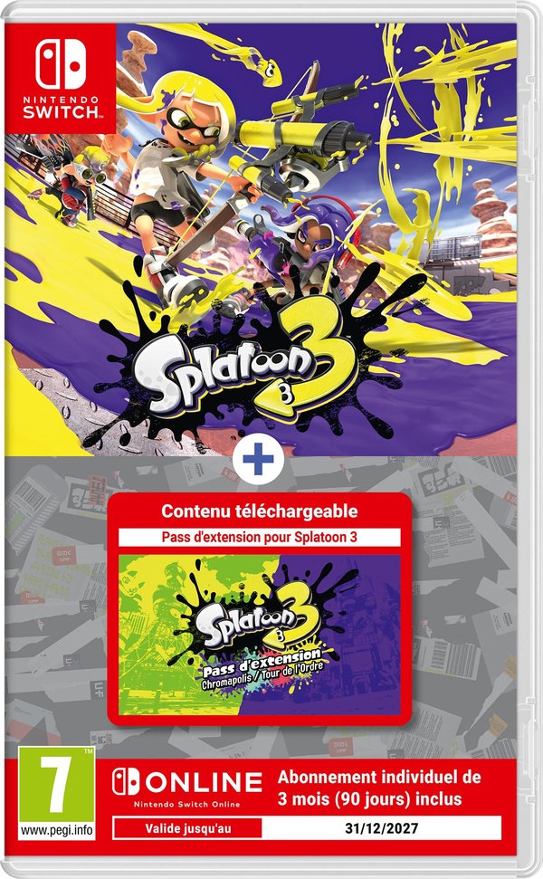 Splatoon 3 + Pass d'extension (code de téléchargement) + 1 Abonnement 3 mois Nintendo Switch Online - Switch