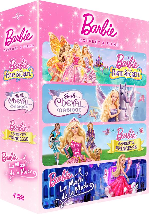 Barbie - Coffret 4 films : Barbie et la porte secrète + Barbie et le cheval magique + Barbie apprentie princesse + Barbie - La magie de la mode