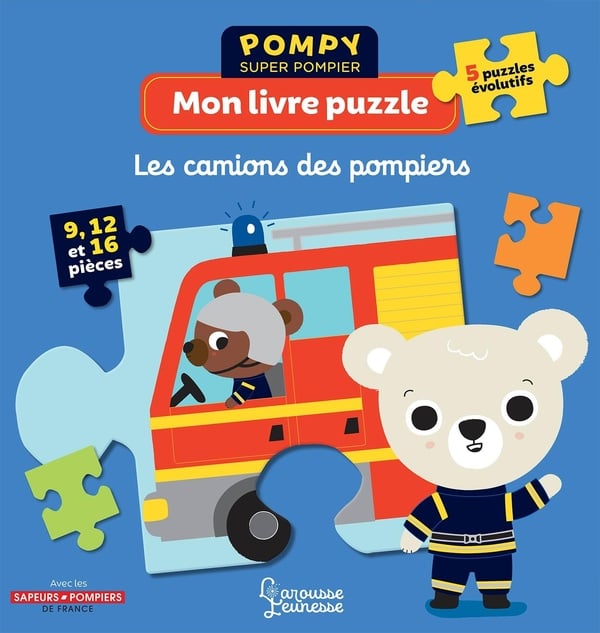 Pompy super pompier - mon livre puzzle - les camions des pompiers