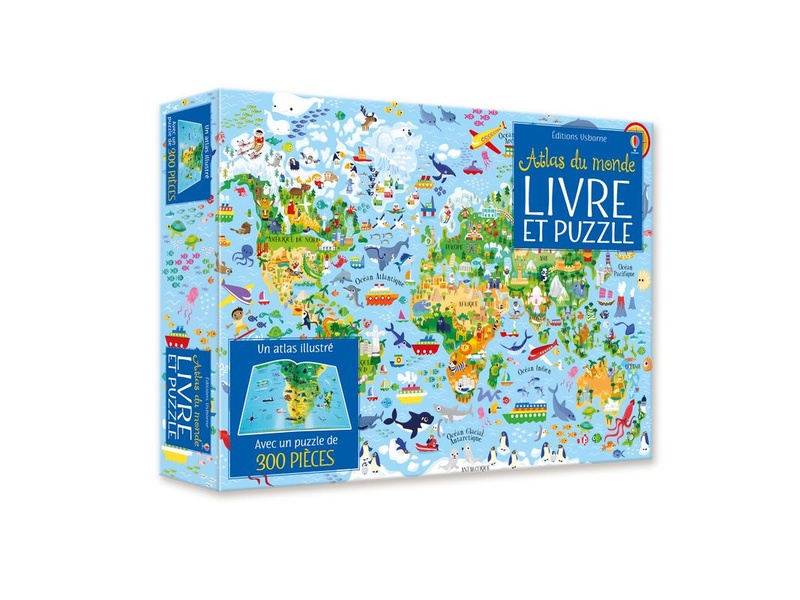 Livre et puzzle : atlas du monde